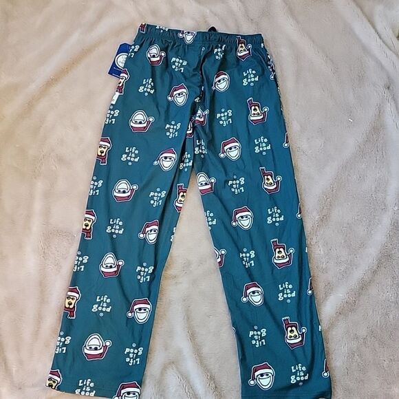 LIFE IS GOOD FOREST GREEN JAKE SANTA HAT LOUNGE PANTS, SIZE M - NEW! - Picture 6 of 7
